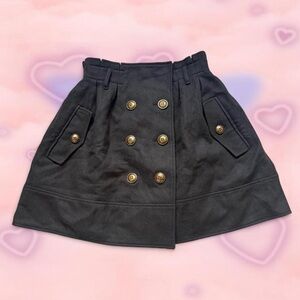 Burberry Blue Label Brown Double-Breasted A-Line Skirt with Gold Buttons